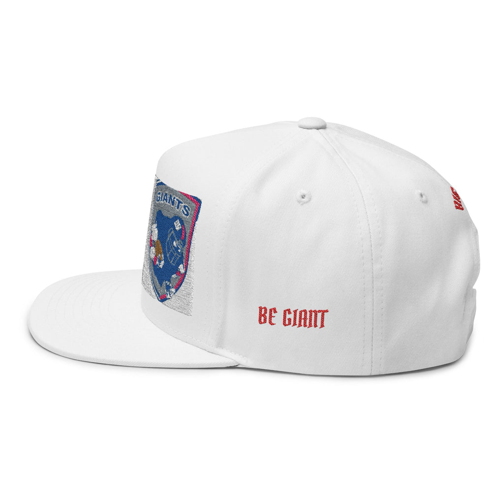 Embroidered Flat Bill Cap — NY Giants Patch Logo Snapback
