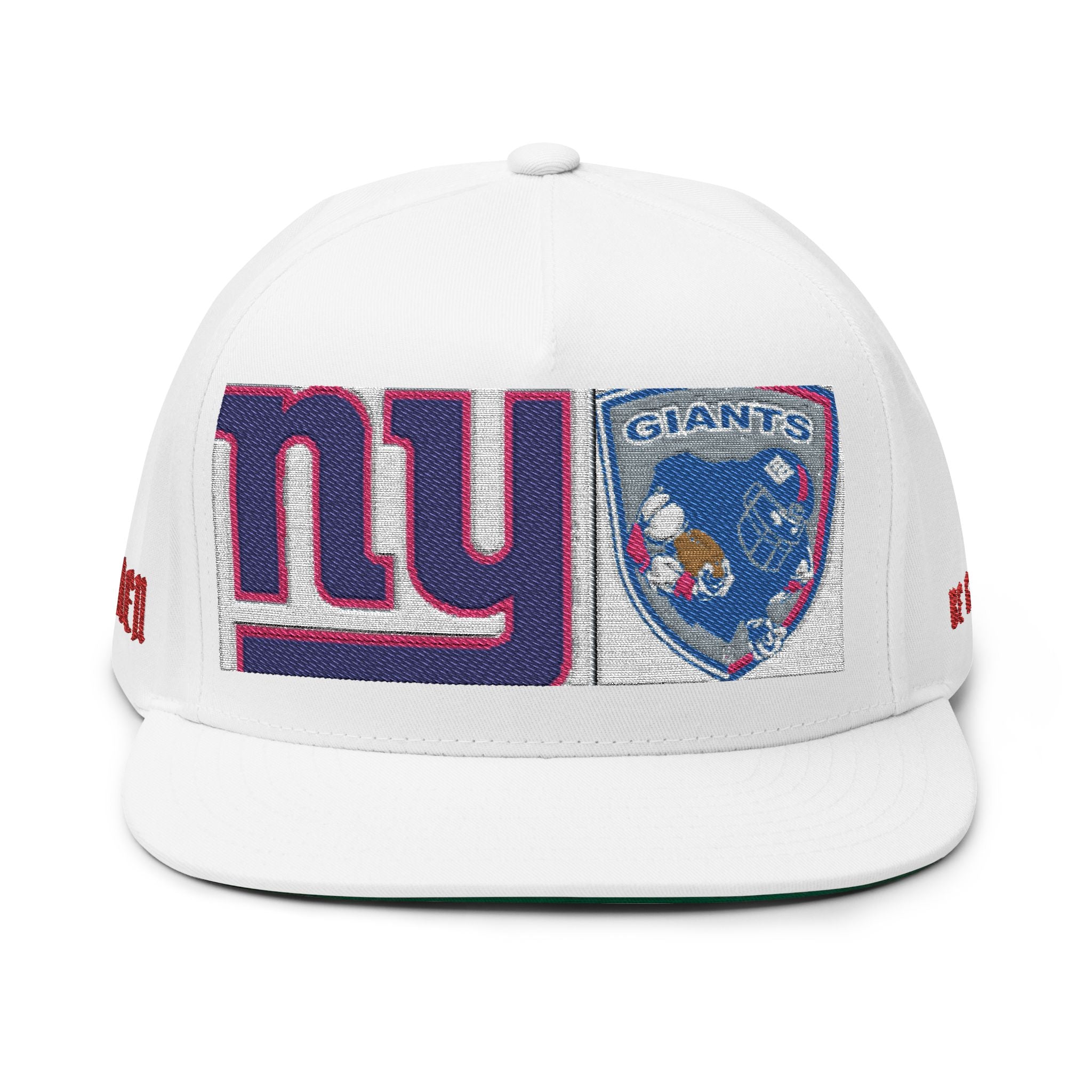 Embroidered Flat Bill Cap — NY Giants Patch Logo Snapback