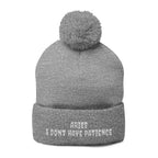 Aries Embroidered Pom-Pom Beanie — “I Don’t Have Patience” Knit Cap