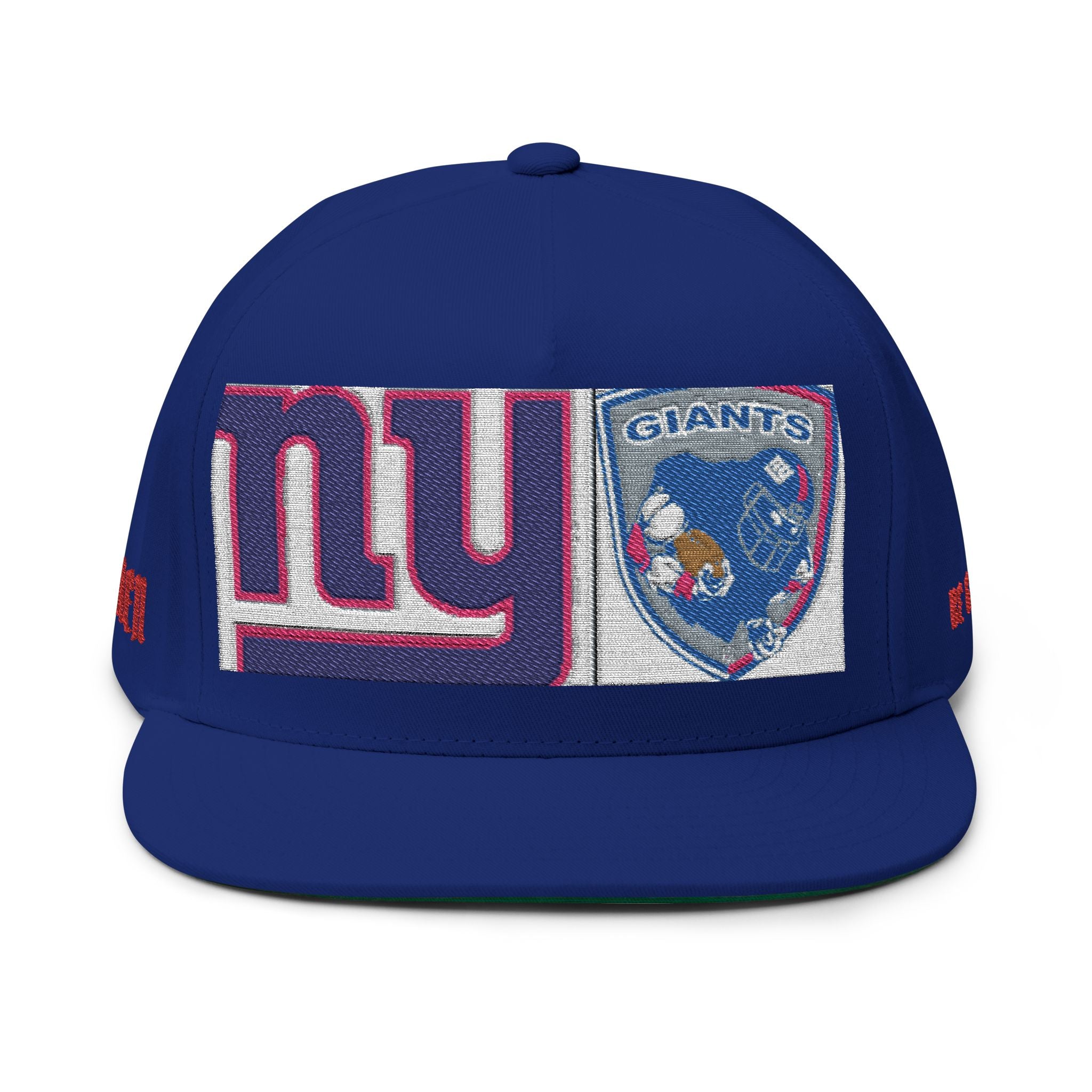 Embroidered Flat Bill Cap — NY Giants Patch Logo Snapback