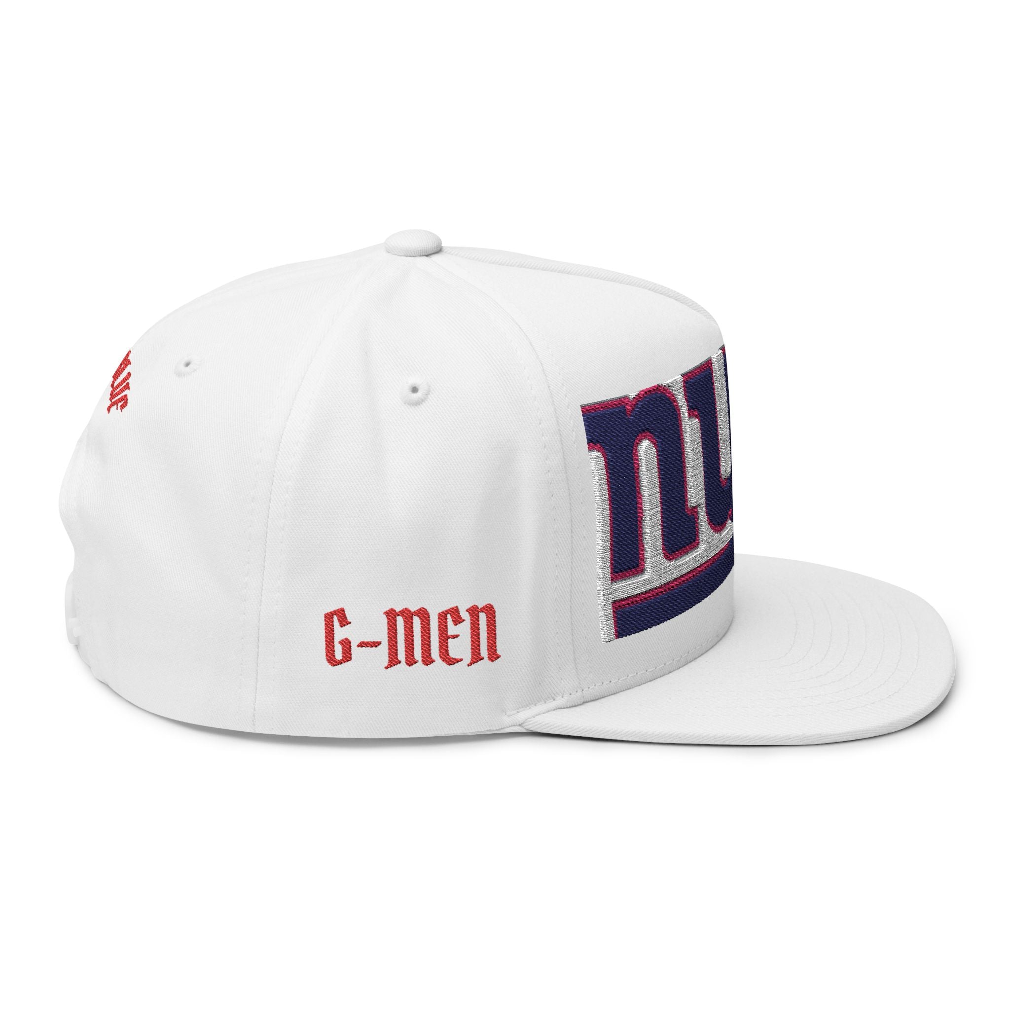 Embroidered Flat Bill Cap — NY Giants Patch Logo Snapback