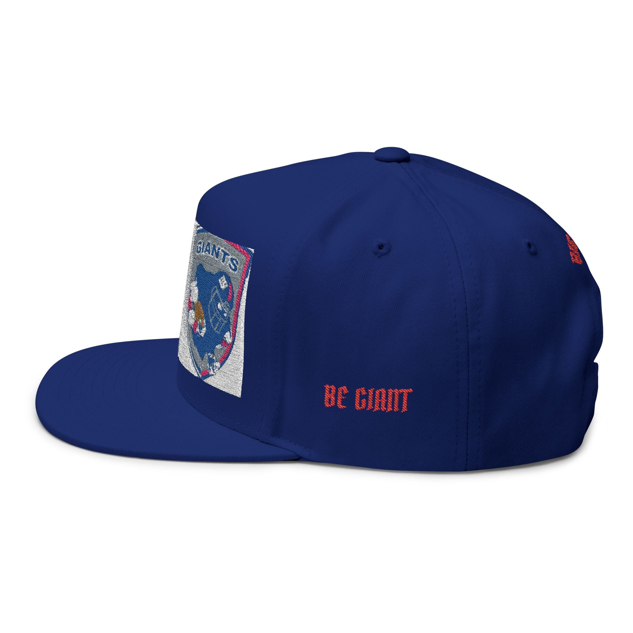 Embroidered Flat Bill Cap — NY Giants Patch Logo Snapback