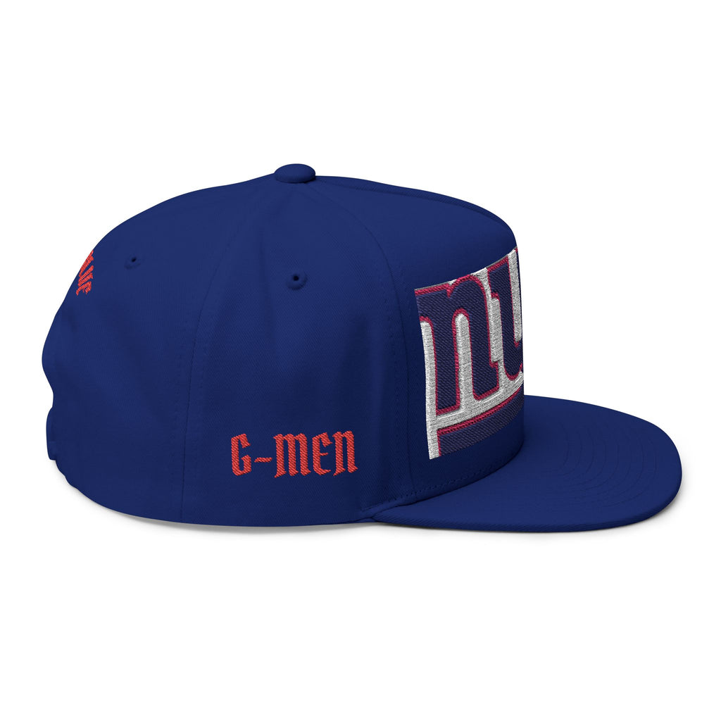 Embroidered Flat Bill Cap — NY Giants Patch Logo Snapback