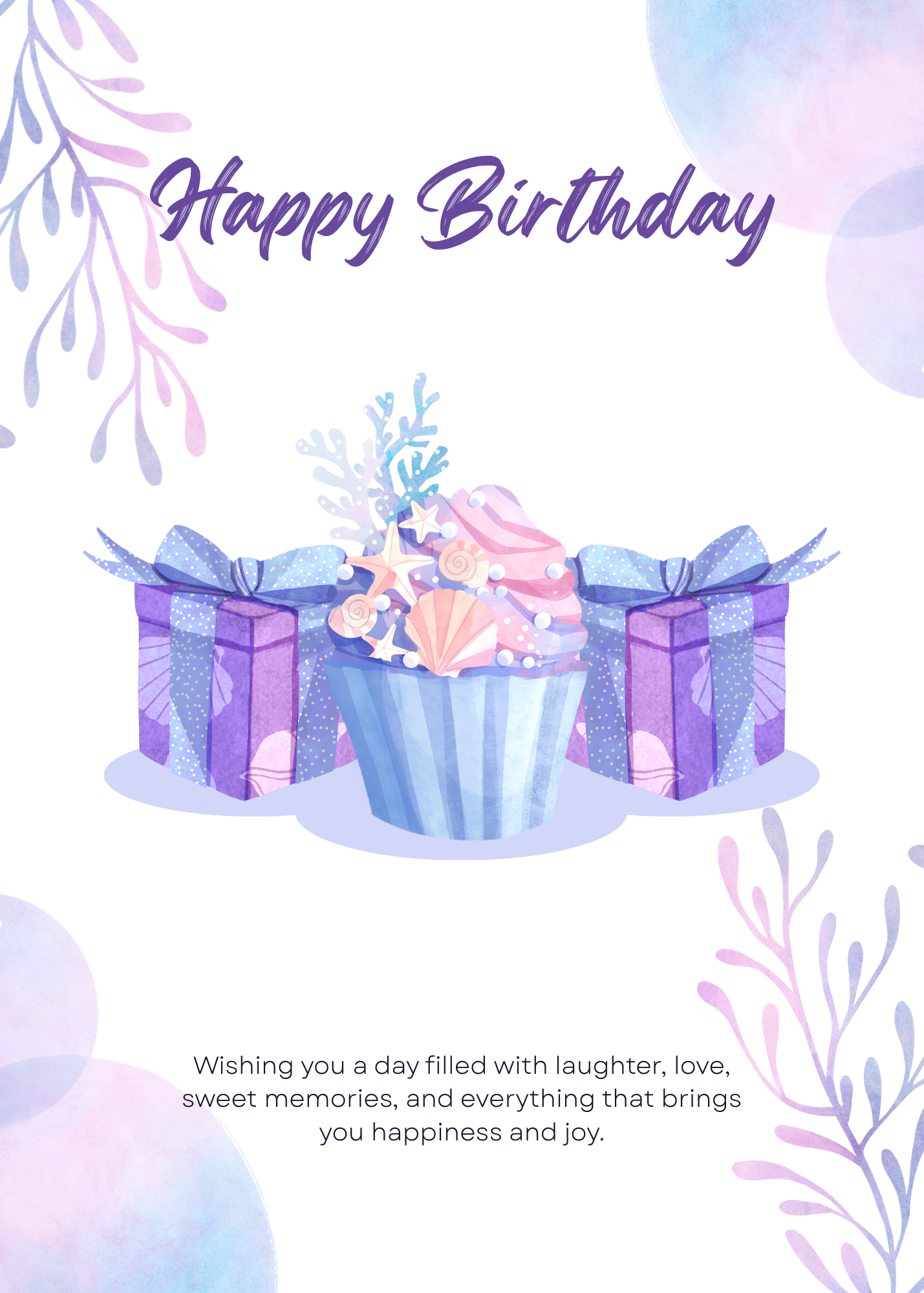 Birthday Card - Purple Watercolor Floral