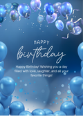 Birthday Card - Blue Balloons Celebration