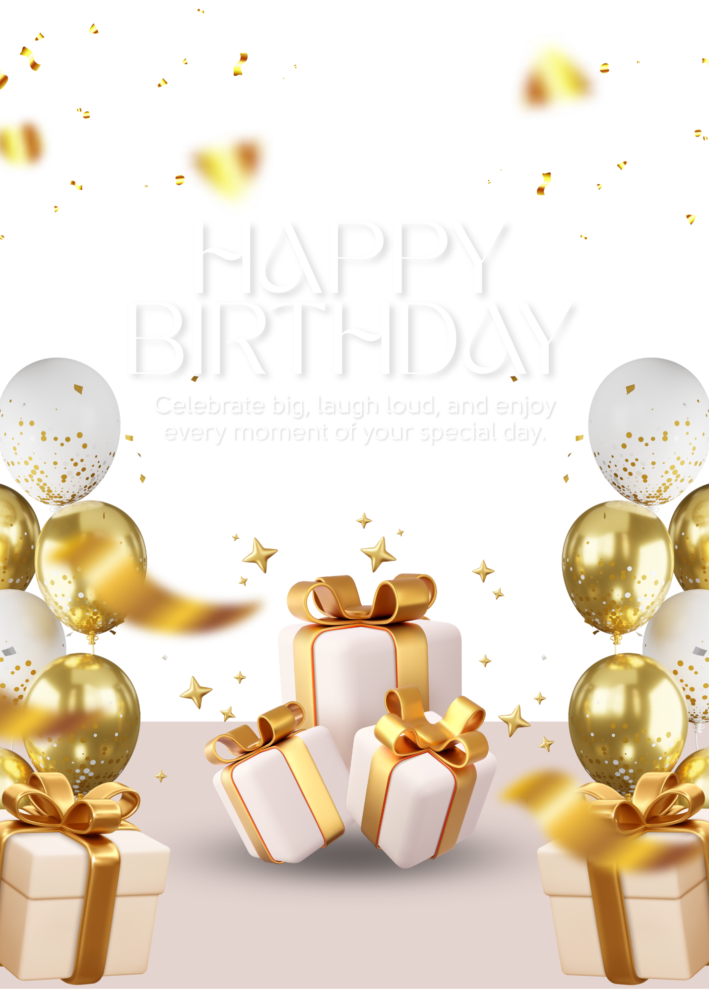 Birthday Card - Pink Balloons & Gifts