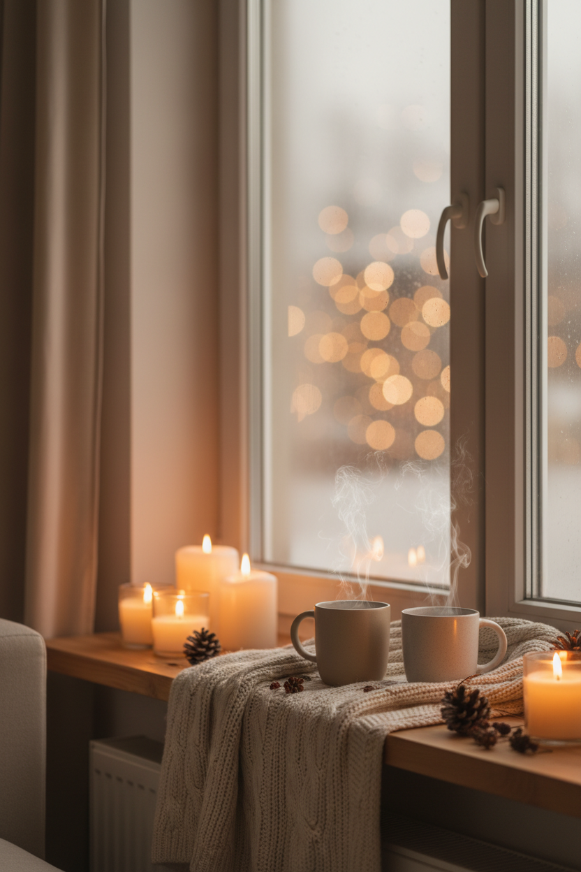 Winter windowsill scene